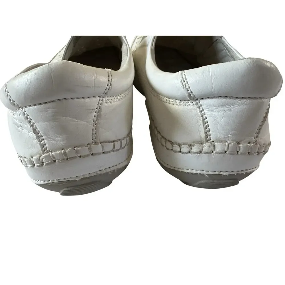 GBX Mens 11.5 Casual Slip On Loafers Shoes White Leather Woven